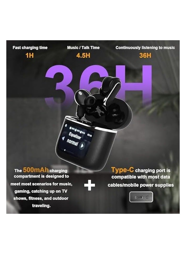 بروماس سماعة رأس بلوتوث لاسلكية، حافظة شحن مع وظيفة اللمس، التحكم في شاشة ملونة، إلغاء الضوضاء الذكي للغاية، مقاومة للماء، لنظام iOS/Android، الأعمال، الرياضة - Image 2