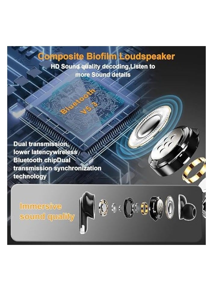 بروماس سماعة رأس بلوتوث لاسلكية، حافظة شحن مع وظيفة اللمس، التحكم في شاشة ملونة، إلغاء الضوضاء الذكي للغاية، مقاومة للماء، لنظام iOS/Android، الأعمال، الرياضة - Image 4