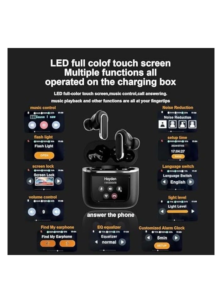 بروماس سماعة رأس بلوتوث لاسلكية، حافظة شحن مع وظيفة اللمس، التحكم في شاشة ملونة، إلغاء الضوضاء الذكي للغاية، مقاومة للماء، لنظام iOS/Android، الأعمال، الرياضة - Image 3