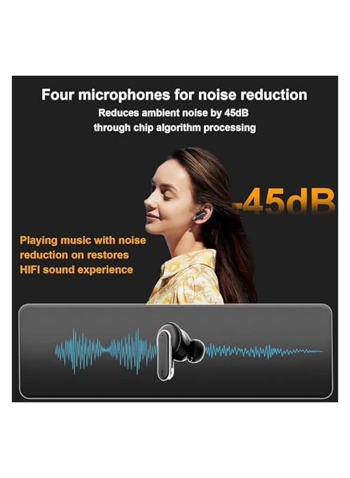 بروماس سماعة رأس بلوتوث لاسلكية، حافظة شحن مع وظيفة اللمس، التحكم في شاشة ملونة، إلغاء الضوضاء الذكي للغاية، مقاومة للماء، لنظام iOS/Android، الأعمال، الرياضة - Image 5