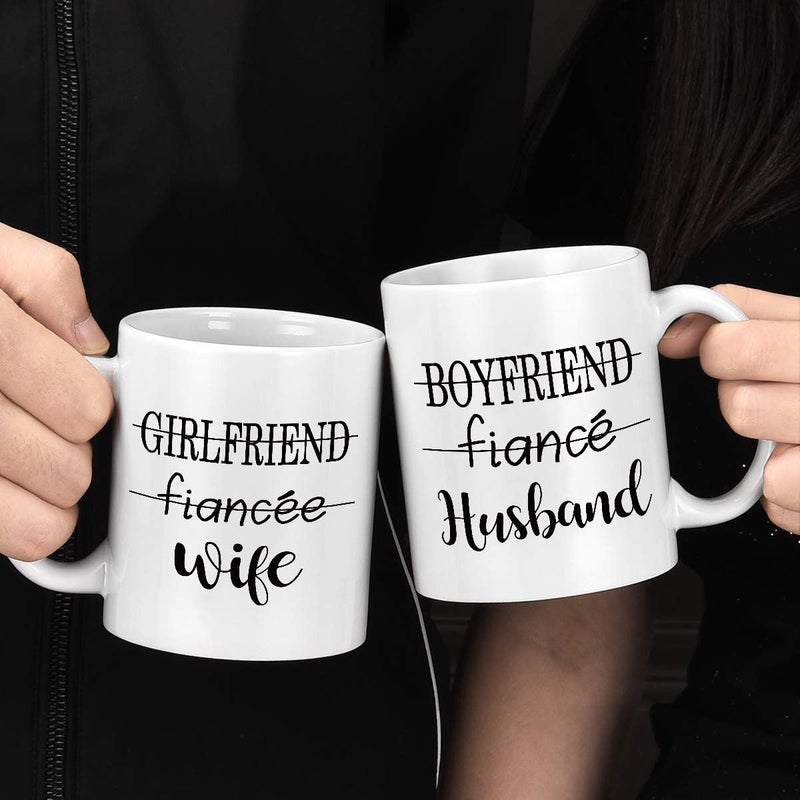 Maustic Couple Coffee Mug Husband and Wife Mugs Couple Cup Set of 2 Mug His and Her Coffee Mug Novelty Gift Present for Valentine’s Day Wedding Engagement Anniversary Newlyweds for Couples 11 oz White New - Image 2