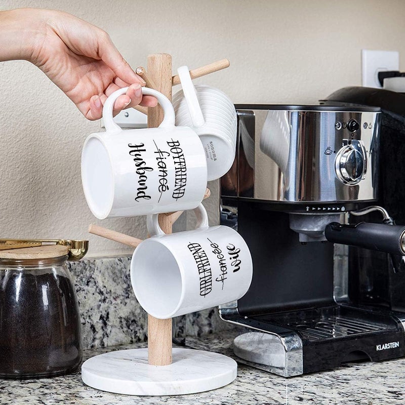 Maustic Couple Coffee Mug Husband and Wife Mugs Couple Cup Set of 2 Mug His and Her Coffee Mug Novelty Gift Present for Valentine’s Day Wedding Engagement Anniversary Newlyweds for Couples 11 oz White New - Image 3