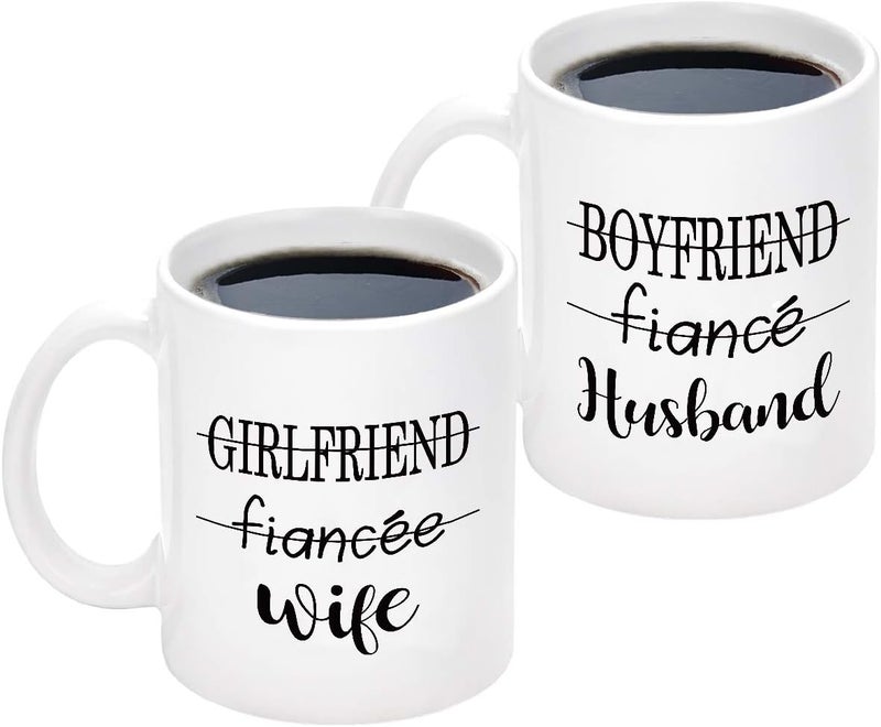 Maustic Couple Coffee Mug Husband and Wife Mugs Couple Cup Set of 2 Mug His and Her Coffee Mug Novelty Gift Present for Valentine’s Day Wedding Engagement Anniversary Newlyweds for Couples 11 oz White New - Image 1