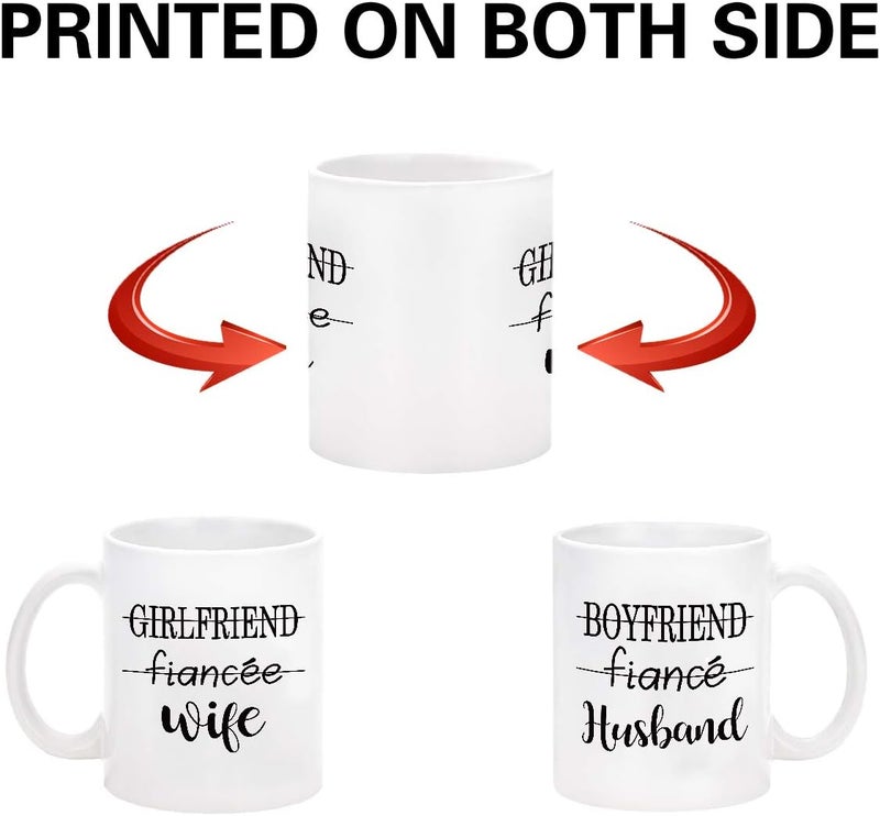 Maustic Couple Coffee Mug Husband and Wife Mugs Couple Cup Set of 2 Mug His and Her Coffee Mug Novelty Gift Present for Valentine’s Day Wedding Engagement Anniversary Newlyweds for Couples 11 oz White New - Image 5