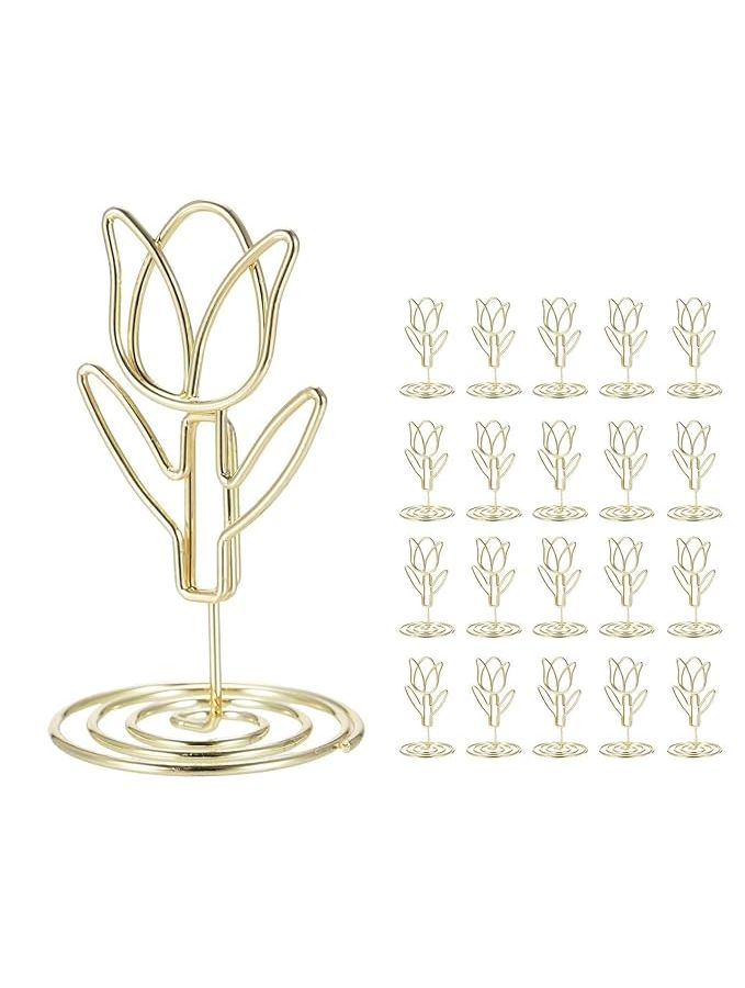 Gold Place Card Holder Set 20 Pack Shaped Table Number Clips For Party And Home Decorations - Image 1