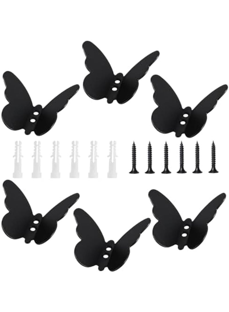 SYOSI 6 PCS Hooks for Shower - Stainless Steel Butterfly Shape Hooks, Essentials Elegant and Functional Home Storage Solution for Decor Bathroom Kitchen Home (Black) - Image 1