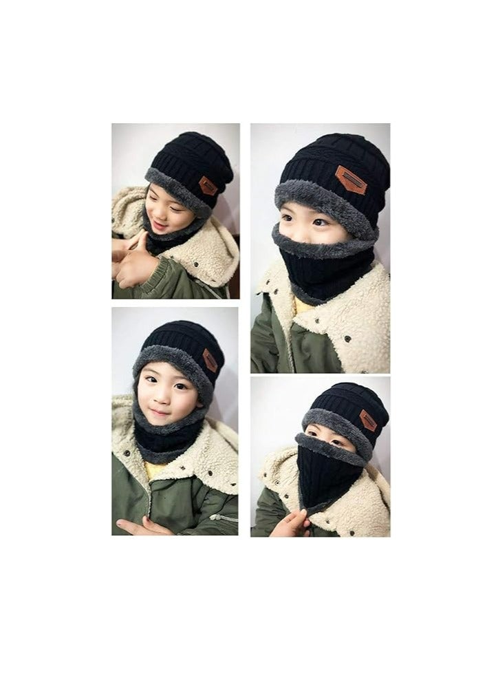 Oasisgalore Kids Boys Girls Winter Hat and Scarf Set, 2 Pcs Warm Knit Beanie Cap and Scarf with Fleece Lining for Kids of 5-14 Years Old  - Image 3
