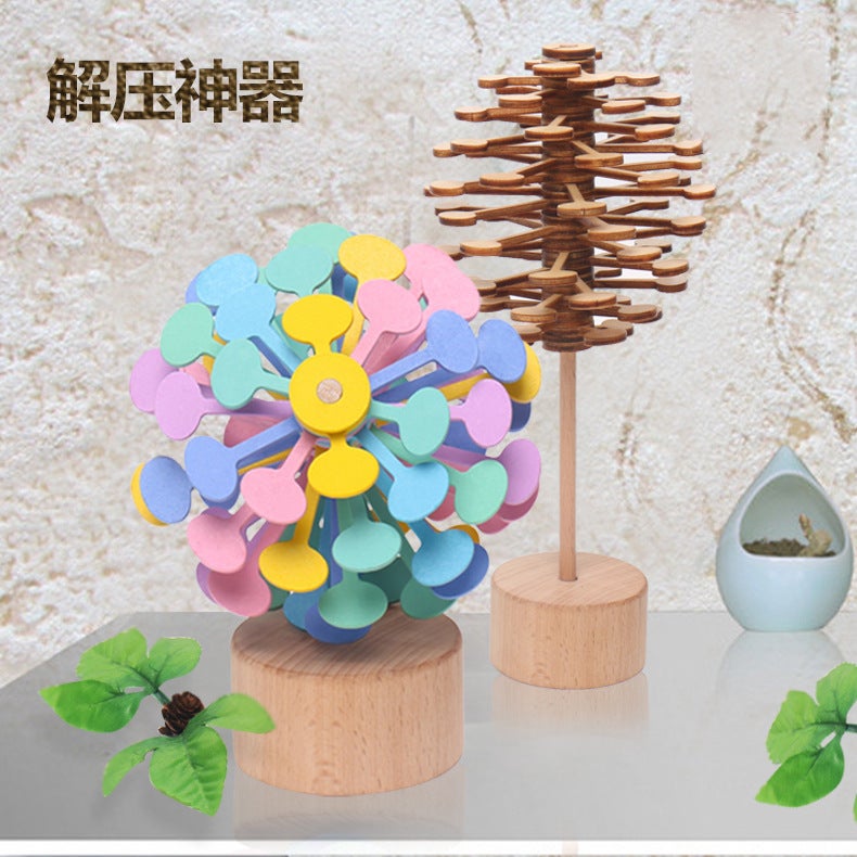 Wooden Rotating Lollipop Fischer Series Creative Ornaments Decompression Artifact Gyro Shake Tone Same Children'S Toy - Image 3