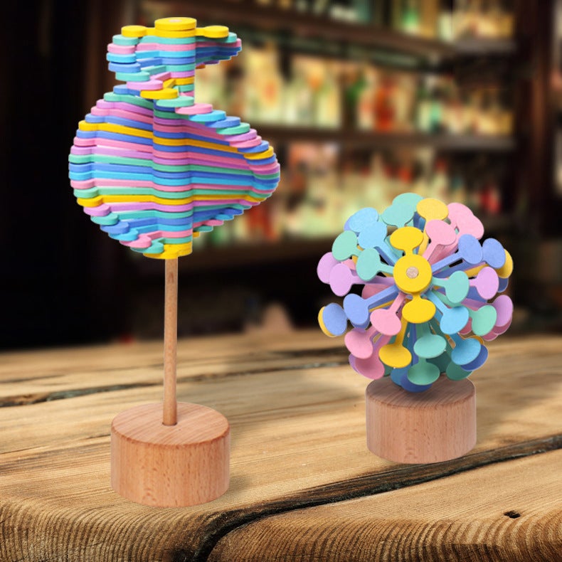 Wooden Rotating Lollipop Fischer Series Creative Ornaments Decompression Artifact Gyro Shake Tone Same Children'S Toy - Image 2