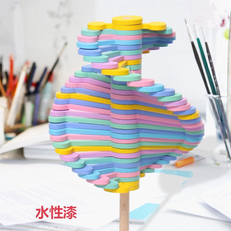 Wooden Rotating Lollipop Fischer Series Creative Ornaments Decompression Artifact Gyro Shake Tone Same Children'S Toy - Image 4