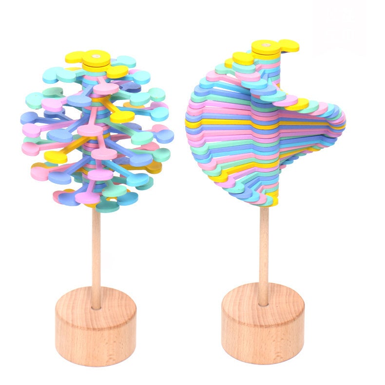 Wooden Rotating Lollipop Fischer Series Creative Ornaments Decompression Artifact Gyro Shake Tone Same Children'S Toy - Image 5