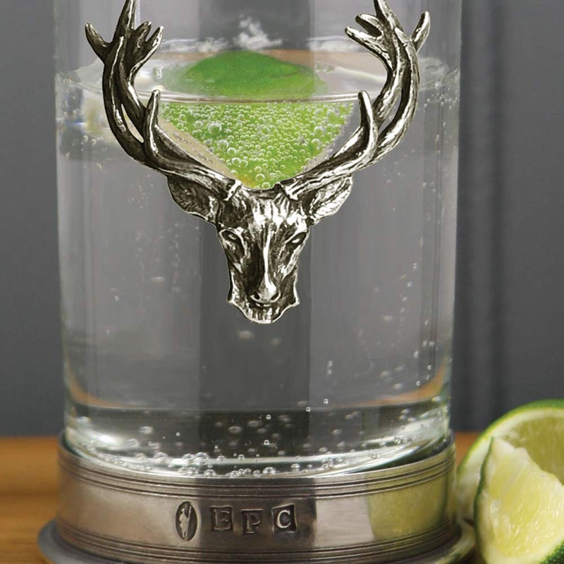 English Pewter Company Sheffield, England English Pewter Company 8.75oz Highball Cocktail Gin Whisky Vodka Glass With Deer Head [STAG102]  - Image 2