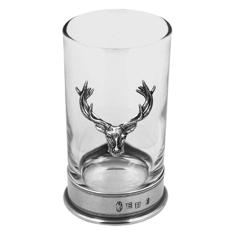 English Pewter Company Sheffield, England English Pewter Company 8.75oz Highball Cocktail Gin Whisky Vodka Glass With Deer Head [STAG102]  - Image 1