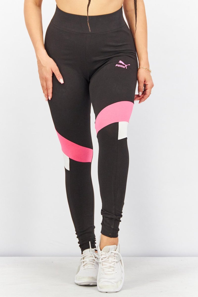 PUMA Women Pull On Graphic Leggings, Black - Image 1
