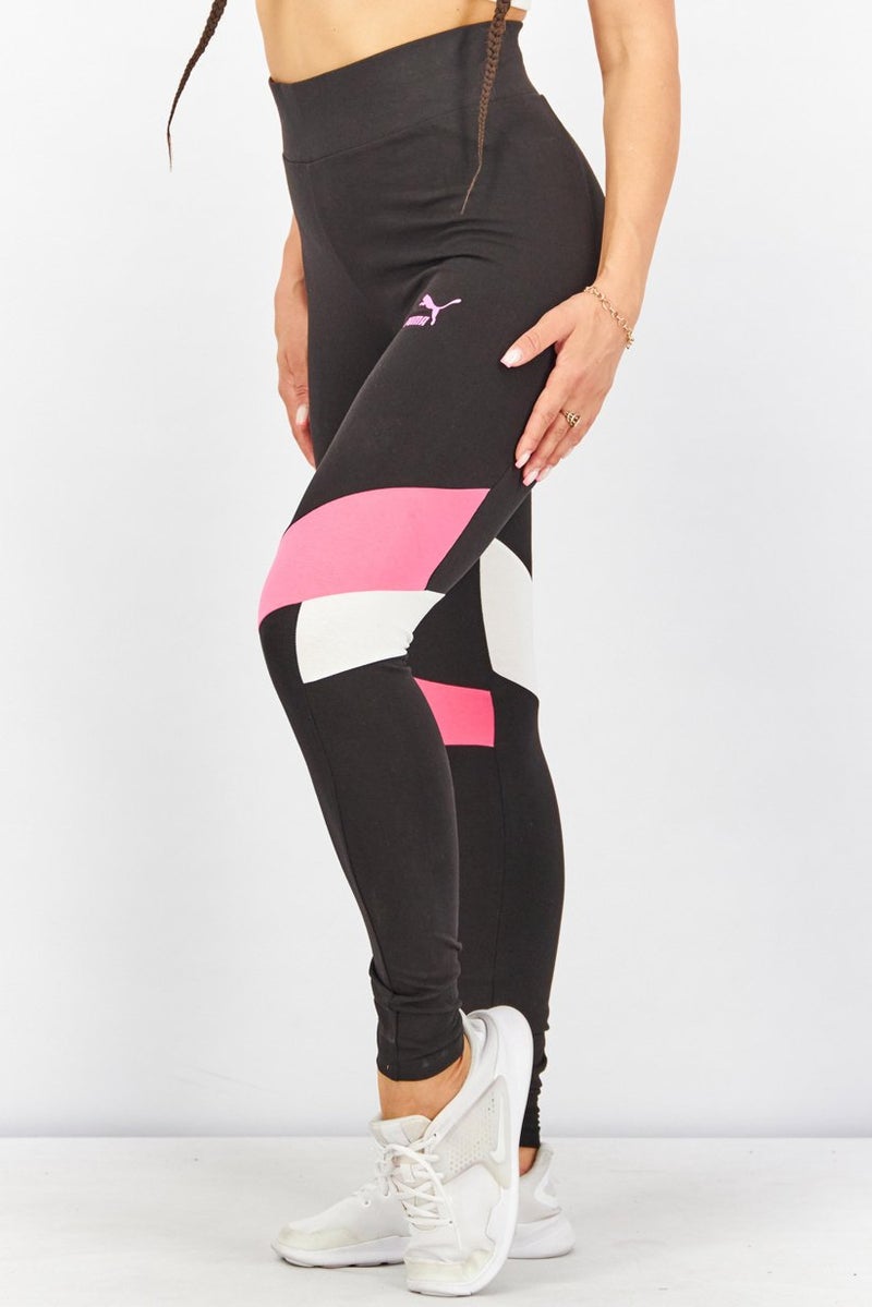 PUMA Women Pull On Graphic Leggings, Black - Image 2