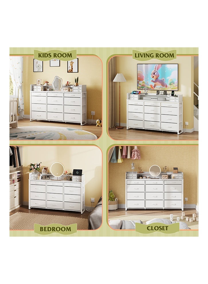 keke Dressing Model with Electric 16 Drawers for inside Home Room Storage Cabinet 59.06" inches With White Color - Image 4