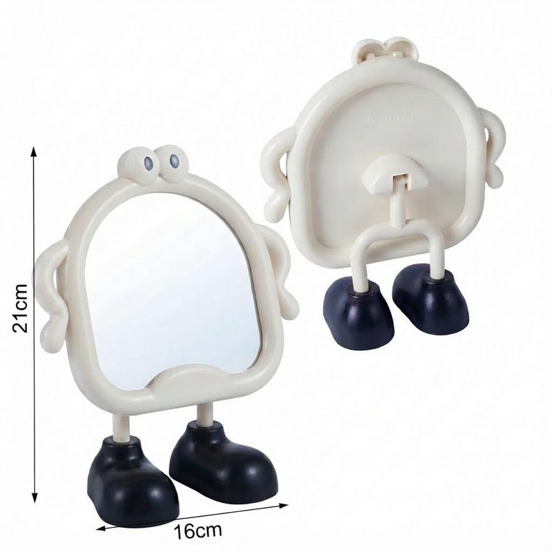 Cute Makeup Mirror Cartoon Mirror for Desk, Desktop Mirror with Stand for Girls, Kids, Hanging Vanity Makeup Mirror for Bedroom, Bathroom, Office, Dressing Room (white) - Image 2