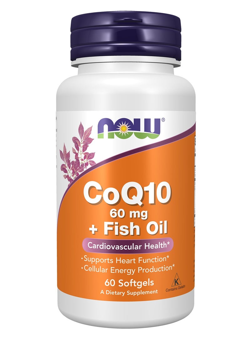 now CoQ10 plus fish oil, 60 mg, 60 Softgels
