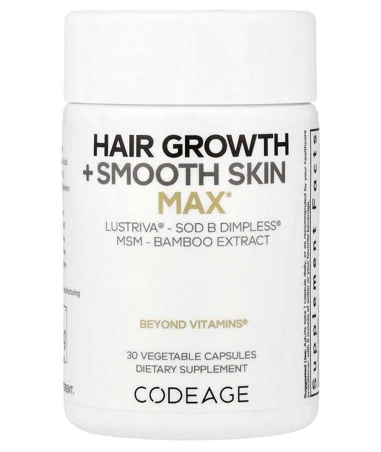 Codeage Hair Growth + Smooth Skin Max 30 Vegetable Capsules