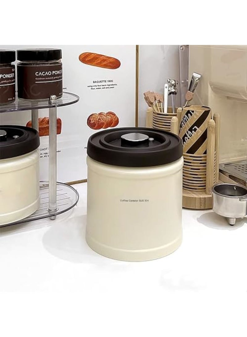 SYOSI Coffee Canister Airtight Container, 1600ml Stainless Steel Coffee Bean Storage Container, Vacuum Anti-Oxidation Food Container with CO2 Release Valve for Beans,Grounds,Flour,Cereal,Grain,Grounds,Nuts - Image 2