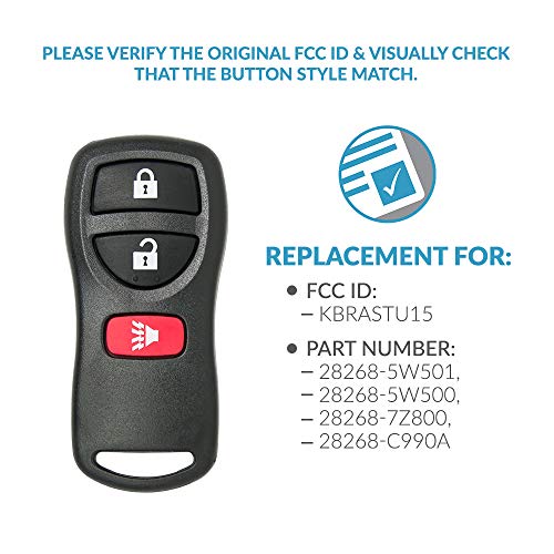 Keyless2Go Replacement for Keyless Entry Remote Car Key Fob 3 Button KBRASTU15-2 Pack - Image 4