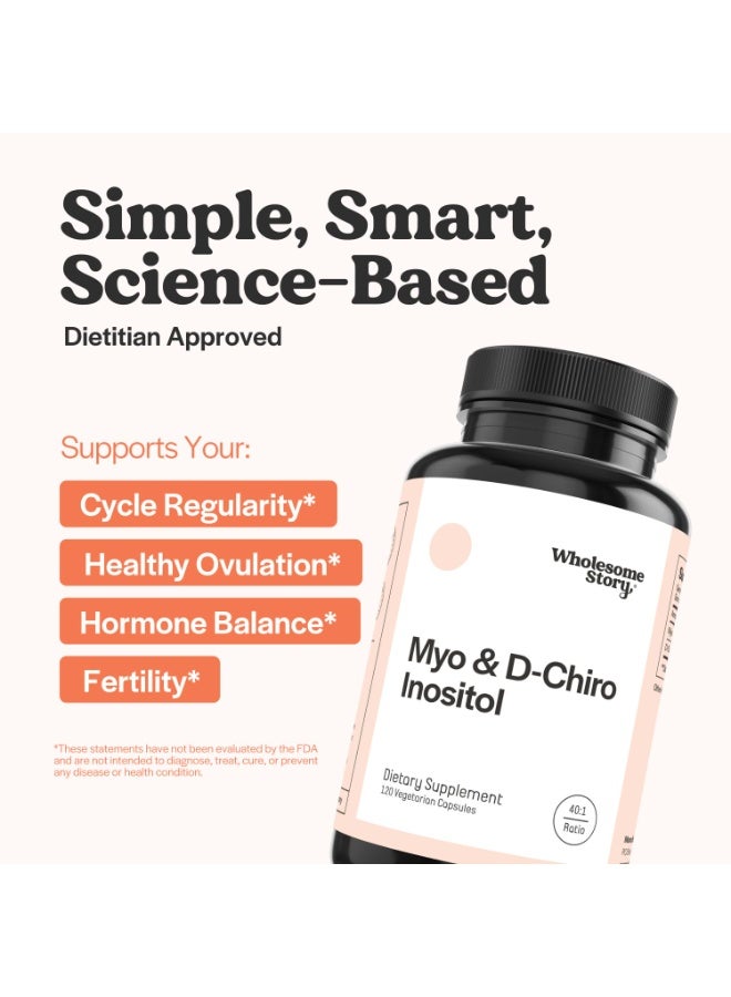 Wholesome Story Myo & D-Chiro Inositol 40:1 Blend – Vitamin B8 Supplement for Women – Balanced Wellness & Metabolic Support – 120 Vegetarian Capsules - Image 2