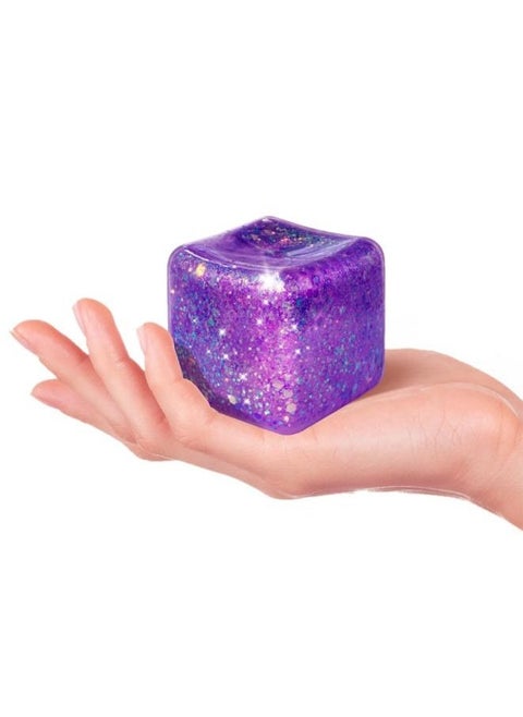 Slow Rise Glitter Squishy Cube - Stress Cube for Adults, Nice Square Cube Fidget Ice Cube Squishy ADHD Fidget Toys for Autism/ADD(Purple)