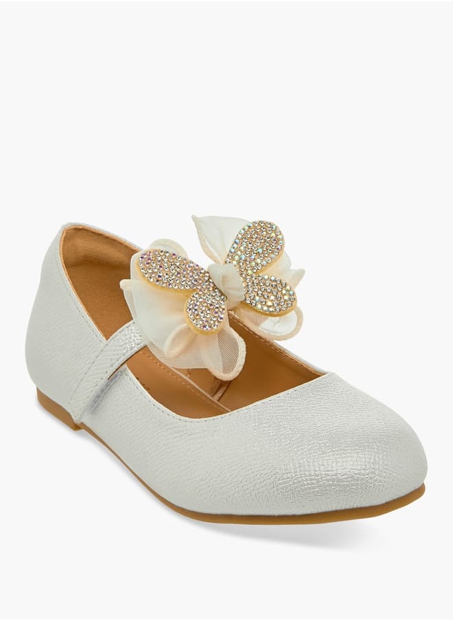 JUNIORS - Girls Butterfly Embellished Ballerina Shoes with Hook and Loop Closure Ramadan Collection - Image 1