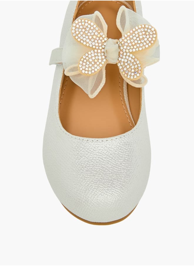 JUNIORS - Girls Butterfly Embellished Ballerina Shoes with Hook and Loop Closure Ramadan Collection - Image 1