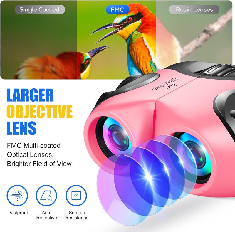 LET'SGO LET'S GO! Binocular for Kids, Compact High Resolution Shockproof Binoculars - Image 4