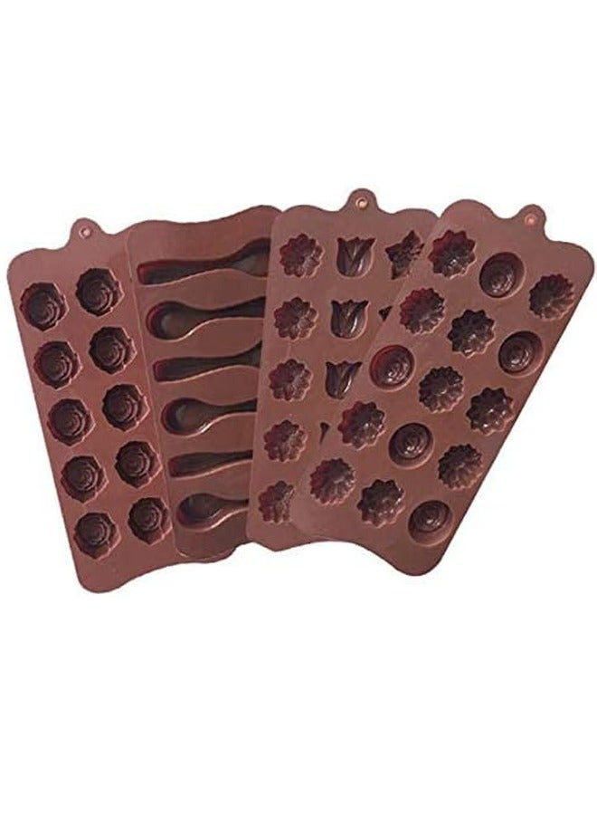 5 silicone molds for making chocolate - various shapes and sizes, brown colour - Image 2