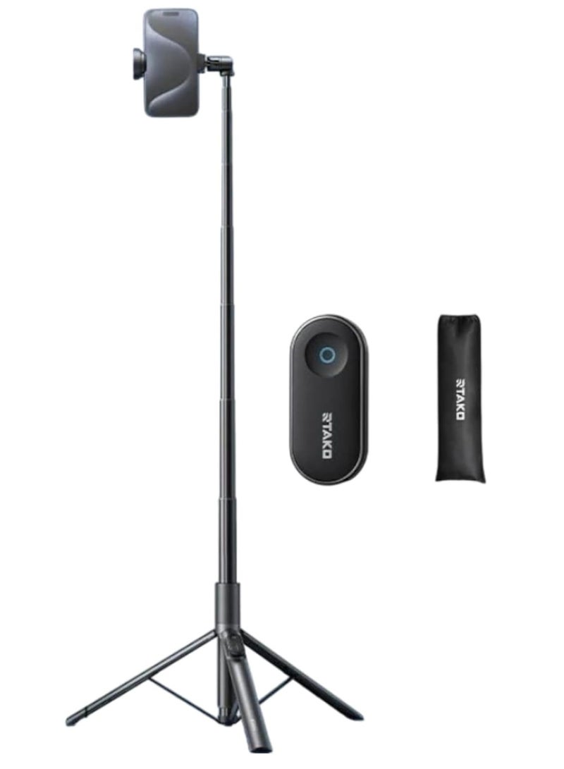 RTAKO All-in-One Extendable Tripod Oth-AB226 Pro Selfie Stick Tripod - 67" Extendable Bluetooth Selfie Stick with Instant Auto-Open Tripod, 720° Rotatable Head, 66ft Wireless Remote - Perfect for iPhone Android Vlogging, YouTube & TikTok Videos - Image 2