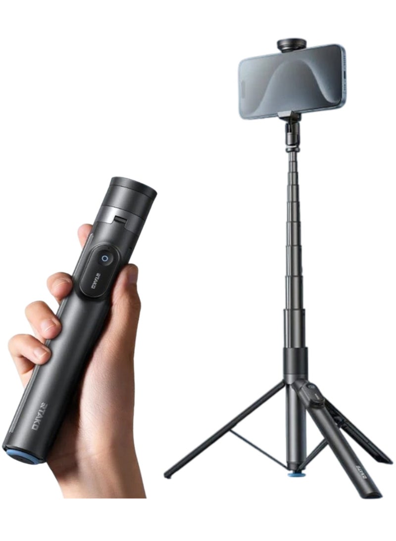 RTAKO All-in-One Extendable Tripod Oth-AB226 Pro Selfie Stick Tripod - 67" Extendable Bluetooth Selfie Stick with Instant Auto-Open Tripod, 720° Rotatable Head, 66ft Wireless Remote - Perfect for iPhone Android Vlogging, YouTube & TikTok Videos - Image 1