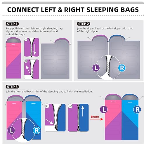 Clostnature Sleeping Bag for Adults and Kids - Lightweight Camping Sleeping Bag for Girls, Boys, Youths, Ultralight Backpacking Sleeping Bags for Cold Weather - Compression Sack Included(Right Zipper) - Image 5