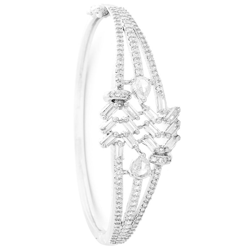 STYOLLO American Diamond Silver Bracelet for Women and Girls Stylish with Elegant Pear Shaped Crystal Stones | Trendy Girl's Fashion Jewelry | Perfect for Parties, Weddings, and Gifting-Set of 1 - Image 1