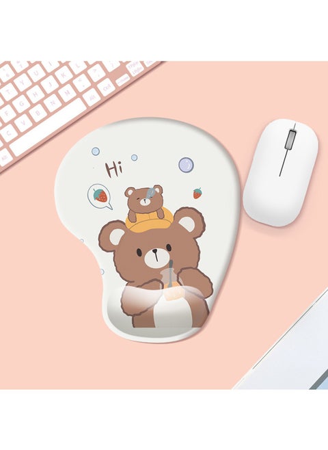 Comfortable Simple Cartoon Series Silicone Wrist Rest Mouse Pad Office Gaming Anti-slip Desk Mat Wrist Support Hand Rest Pad-Color:Color Map Opp Packaging-Pattern:MH028-4-brown Hooded Bear