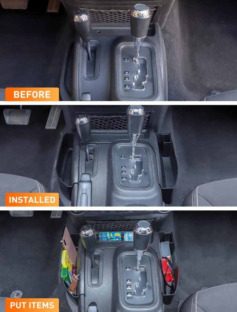 Savadicar GT-3 JK Shifter Storage Box, Gear Shift Console Side Tray Organizer for 2011-2018 Jeep Wrangler JK JKU, Interior Accessories, Reserved USB Charger Extender Slot, Black - Image 4