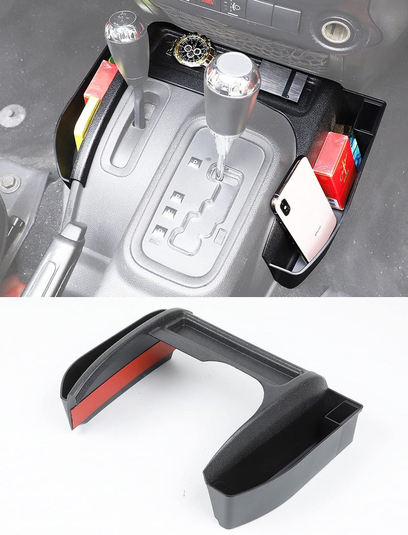Savadicar GT-3 JK Shifter Storage Box, Gear Shift Console Side Tray Organizer for 2011-2018 Jeep Wrangler JK JKU, Interior Accessories, Reserved USB Charger Extender Slot, Black - Image 1