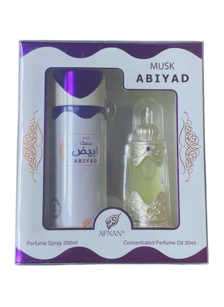 Afnan - Musk Abiyad Concentratd Perfume Oil, 20Ml And Deo Set 200Ml - Image 1