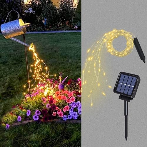 ANGMLN Solar Waterfall Fairy Bunch Lights Outdoor Waterproof 200LEDs 8 Modes Watering Can Light (NO CAN), Solar Powered String Lights Firefly Vine Christmas Tree Garden Decorations Gardening Gifts for Mom - Image 1