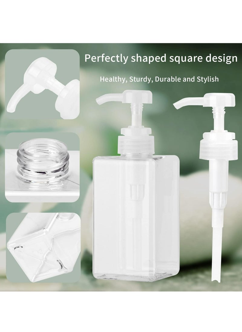 Oasisgalore 2 Pack 450ml Square Plastic Pump Bottles, Refillable for Oil, Soap, Lotion, Shampoo for Bathroom.  - Image 2