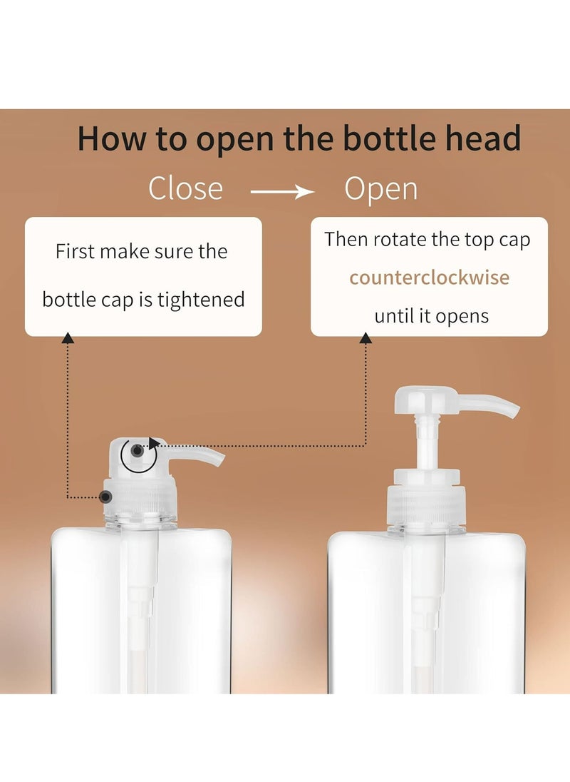 Oasisgalore 2 Pack 450ml Square Plastic Pump Bottles, Refillable for Oil, Soap, Lotion, Shampoo for Bathroom.  - Image 4