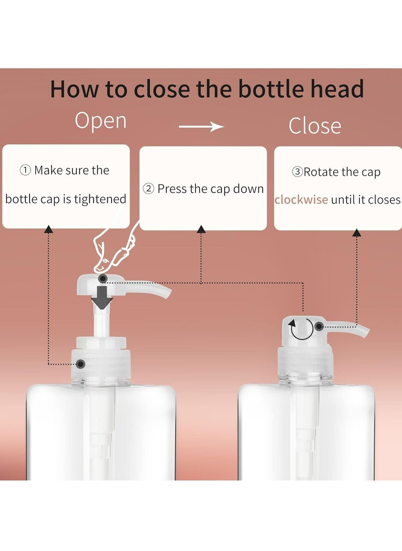 Oasisgalore 2 Pack 450ml Square Plastic Pump Bottles, Refillable for Oil, Soap, Lotion, Shampoo for Bathroom.  - Image 5