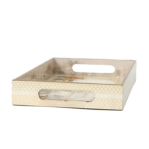 DULI Set of 3 Waterproof Wooden Trays – Royal Heritage Design with Palace & Elephant Artwork, Multipurpose Lacquer Coated MDF Serving Trays (16x10, 14x8, 12x6 Inches)(Setof3- WhiteElephant) - Image 5