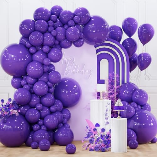 PartyWoo Dark Purple Balloons 130pcs Different Sizes of 18 12 10 5 Inch Royal Purple Balloon Arch Kit Garland for Birthday Baby Shower Graduation Anniversary Bachelorette Party Decorations PurpleY16 - Image 1
