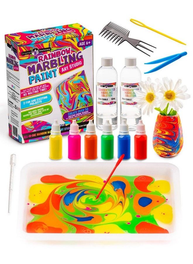 Original Stationery - Rainbow Marbling Kit For Kids To Make Marble Art And Craft Kids Will Love Great Arts And Crafts And Rainbow Gifts For Girls - Image 1
