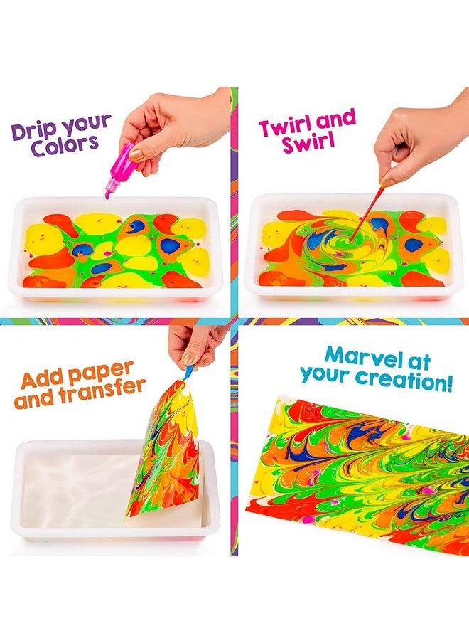 Original Stationery - Rainbow Marbling Kit For Kids To Make Marble Art And Craft Kids Will Love Great Arts And Crafts And Rainbow Gifts For Girls - Image 1