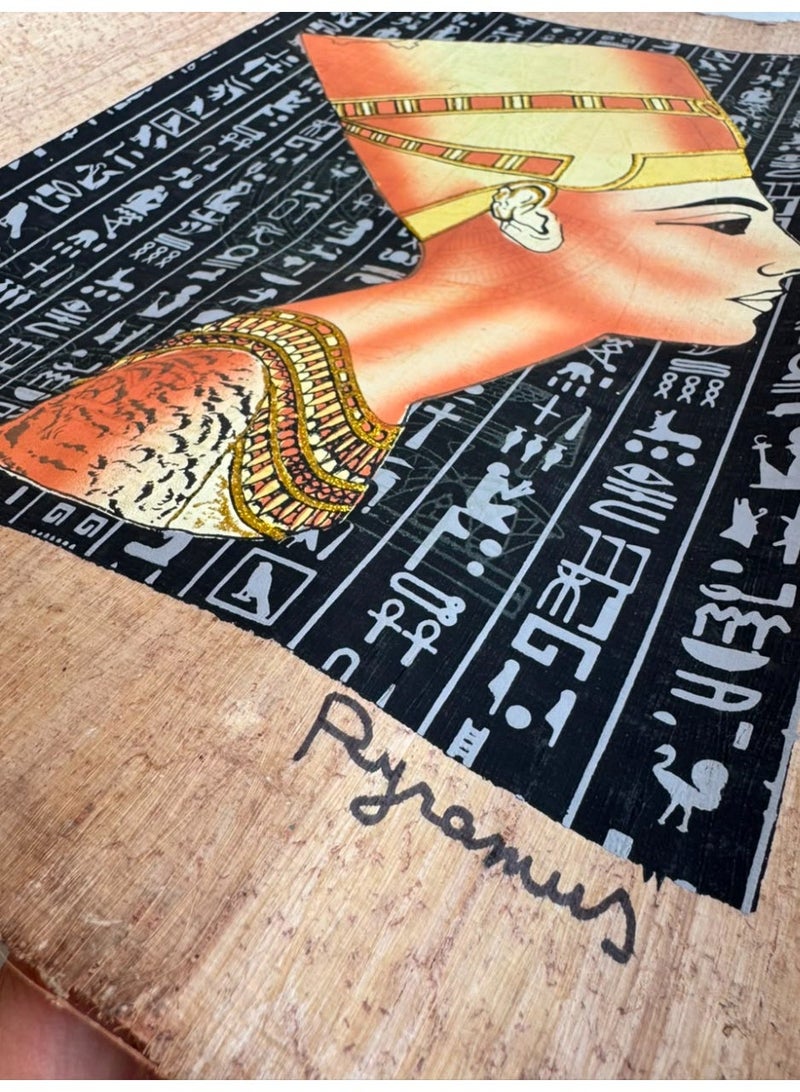 Nefertiti illuminated papyrus sheet, 30x40cm hand made, gold - Image 2