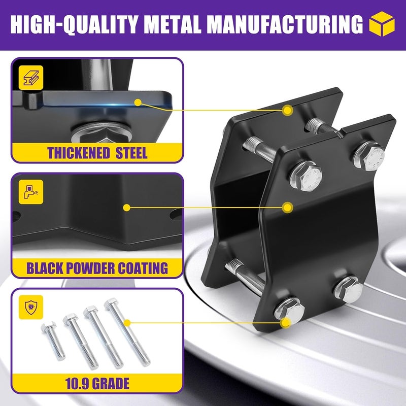 HOWBOW 4" Yamaha G2 G9 Golf Cart Lift Kit, 4 Inch Front and Rear Suspension Lift Block Kits for 1985-1994 Yamaha G2/G9 Gas & Electric Golf Carts, Heavy Duty Steel Raise Kit Fits Up to 20" Off-Road Tires - Image 4