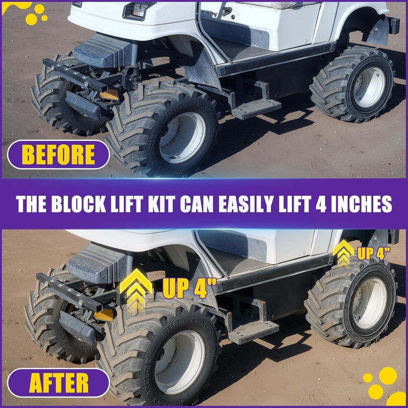 HOWBOW 4" Yamaha G2 G9 Golf Cart Lift Kit, 4 Inch Front and Rear Suspension Lift Block Kits for 1985-1994 Yamaha G2/G9 Gas & Electric Golf Carts, Heavy Duty Steel Raise Kit Fits Up to 20" Off-Road Tires - Image 5